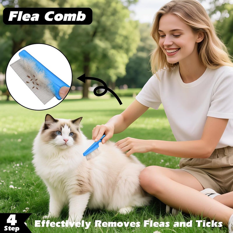 Augwind 7 in 1 Pet Grooming Kit - Dog&Cat Comb, Deshedding Brush, Nail Clipper with File, Bath Brush - Premium Pet Supplies (Black Blue) - Image 5